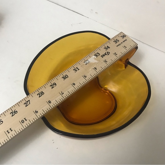 6 Vintage Amber Glass Apple Bowl Set - Picture 5 of 7